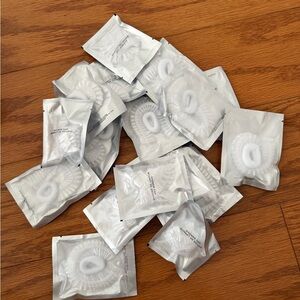 Lot of 19 shower cap caps with White Hair Ties in Individual Packaging
